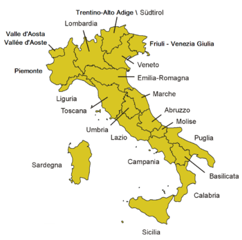 Italia suddivisa per regioni