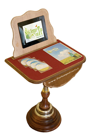 Tavolino per libro firma con monitor informativo